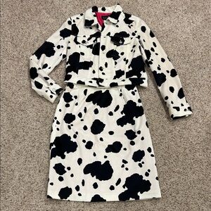 Vintage Sandra King Cow Print Jacket and Skirt Set